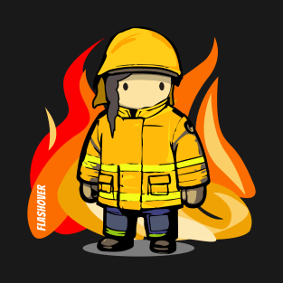 Rural Firefighter Female - Large Design (Yellow Helmet, Dark Hair) T-Shirt