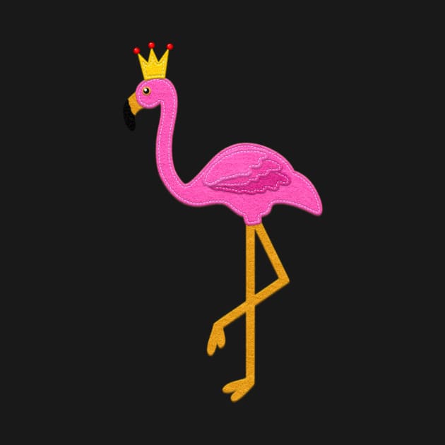 Pink Flamingo with Gold Crown | Felt Look | Cherie's Art(c)2020 by CheriesArt