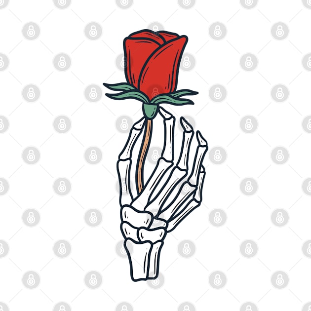 Sketelon Hand with Rose by Pongatworks Store