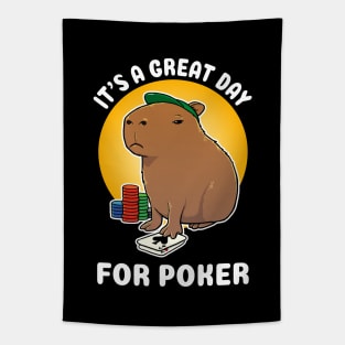 It's a great day for poker Capybara Cartoon Tapestry