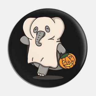 Cute Elephant In Ghost Costume Pin