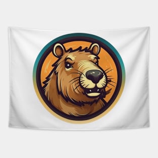 Handsome cartoon capybara Tapestry