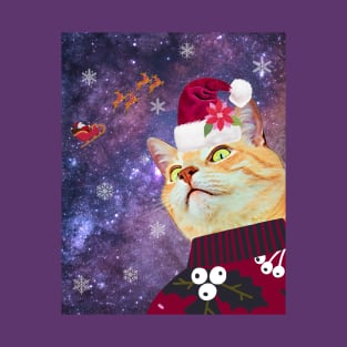 Cosmic Cat says Happy Holidays T-Shirt