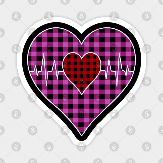 Women’s Striped Plaid Printed Heart Valentine's Day Magnet by Nicolas5red1