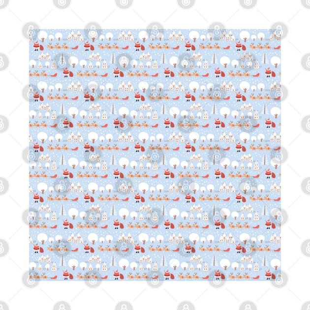 Whimsical Santa Claus and Reindeer Pattern by FabulouslyFestive