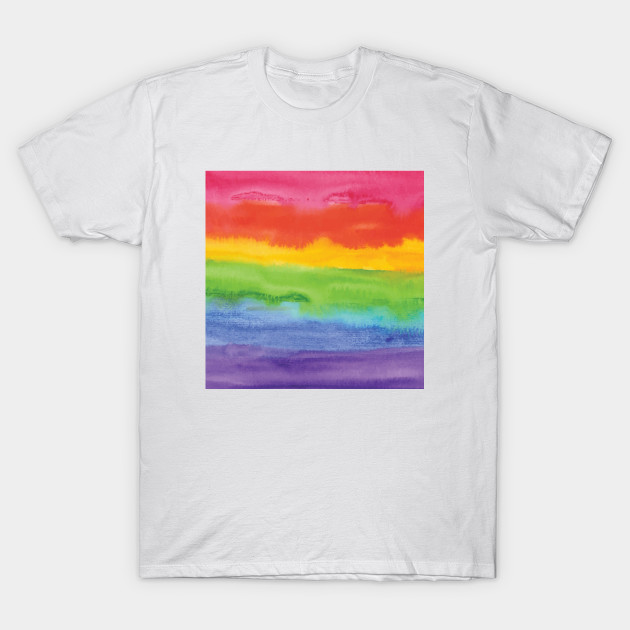 Abstract Watercolor Painted Stripes Rainbow Rainbow T Shirt
