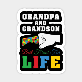 Grandpa and Grandson Puzzle Fist Autism Awareness Gift for Birthday, Mother's Day, Thanksgiving, Christmas Magnet