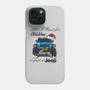 Christmas Jeep Light Blue Phone Case