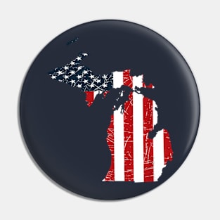 Michigan with American Flag Pin