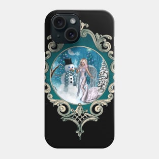 In the winter landscape, the snowman with ice fairy Phone Case