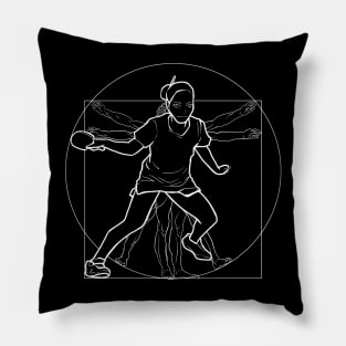 Ping Pong Table Tennis Vintage Vitruvian Man Woman Retro Pillow