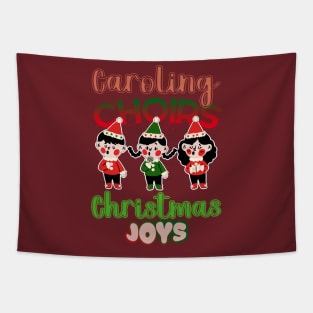 Caroling Choirs, Christmas Joys: Festive Ensembles, Melodic Hues, red, green and white Tapestry