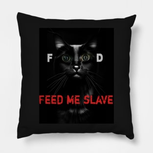 Hungry black maine coon cat  - feed me slave - Pillow