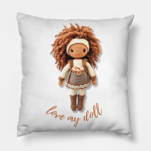 Handmade Wool Doll, Cozy and Cute - design 10 Pillow