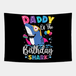 Daddy Of The Shark Birthday Dad Matching Family Tapestry