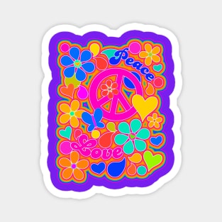 Colorful Hippie Trippy Retro Design Magnet