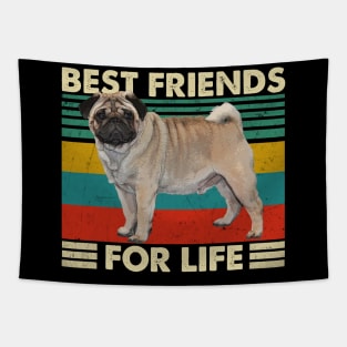 Tail Tales Pug Best Friends For Life Tee for Dog Devotees Tapestry