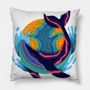 Colorful Whale Art Pillow