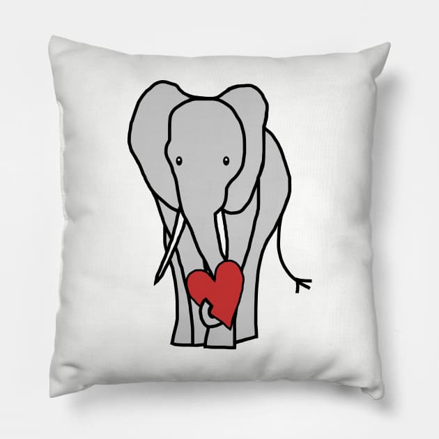 Big Elephant with Love Heart on Valentines Day Graphic Pillow by ellenhenryart