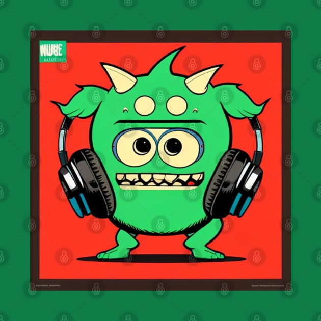 Headphones Monster Cartoon by musicgeniusart