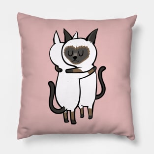 Siamese Cat Hugs Pillow