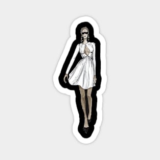 girl in white dress Magnet