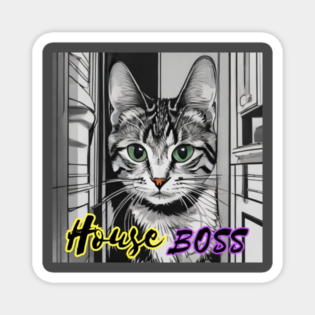 "Feline Boss T-Shirt: Cat in Charge Design | Quality Printing" Magnet by Francis- Alf