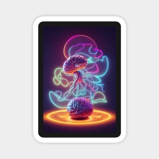 surreal glowing neon brain Magnet