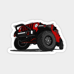 Red Jeep Illustration Magnet