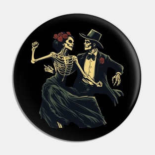 Elegant Skeletons Dancing Modern Style Danse Macabre Pin