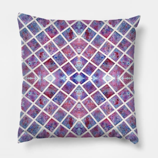 Abstract Blue and Purple Grid Pattern Pillow by ZeichenbloQ