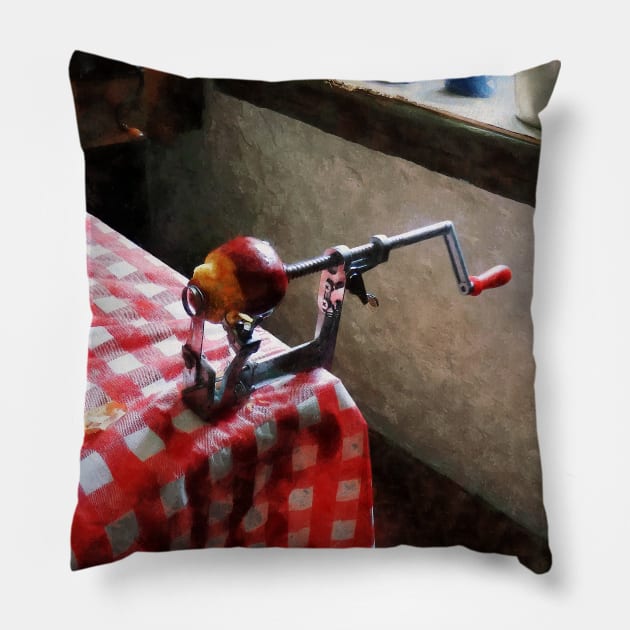 Kitchens - Apples and Apple Peeler Pillow by SusanSavad