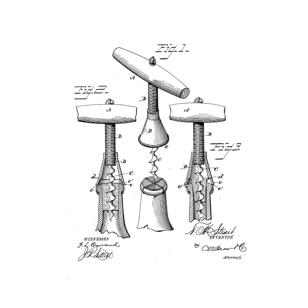 CORKSCREW VINTAGE PATENT DRAWING by skstring