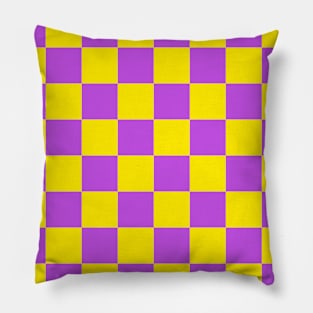 Checkerboard Square Seamless Pattern - Yellow & Purple Pillow