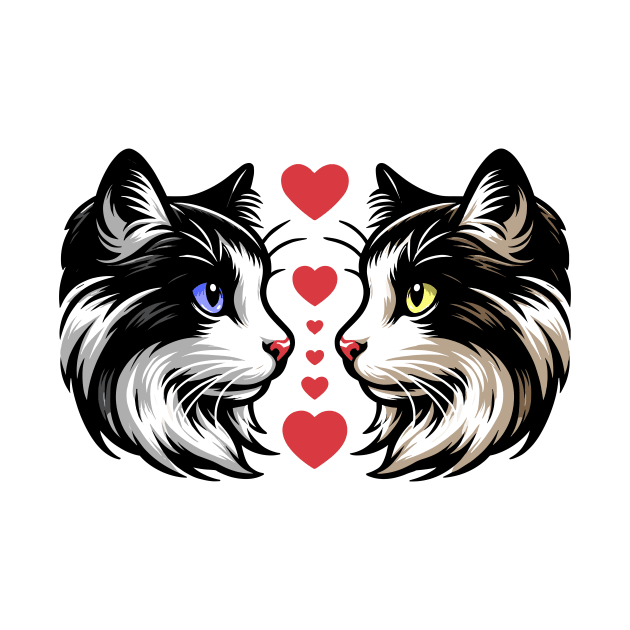 Cat Lovers Tee Shirt, Valentine Cats with Hearts, Cute Feline, Couple in love Graphic Tee, Pet Lovers Gift Idea by Cat In Orbit ®