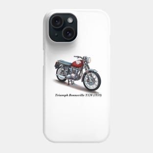 Drawing of Retro Classic Motorcycle Triumph Bonneville T120 1959 Phone Case