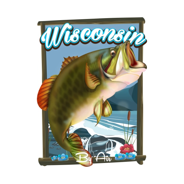 Wisconsin fishing travel poster by nickemporium1