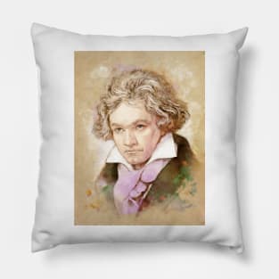 Ludwig van Beethoven im Aquarell Stil Pillow