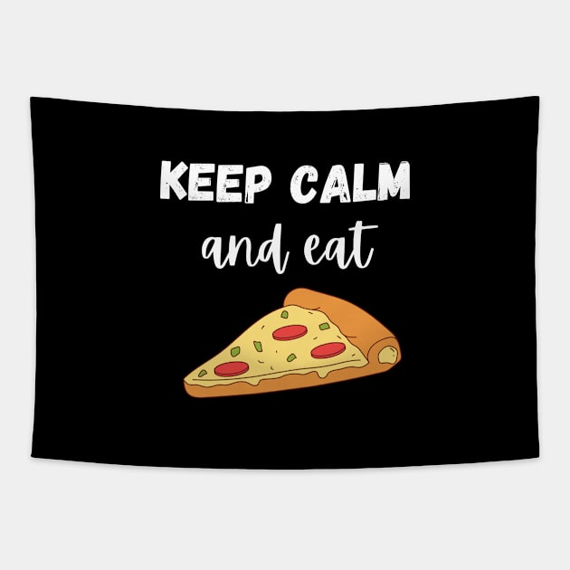 Keep Calm and Eat Pizza Tapestry by Lime Spring Studio