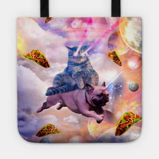 Cosmic Laser Cat Riding Unicorn Pug Tote