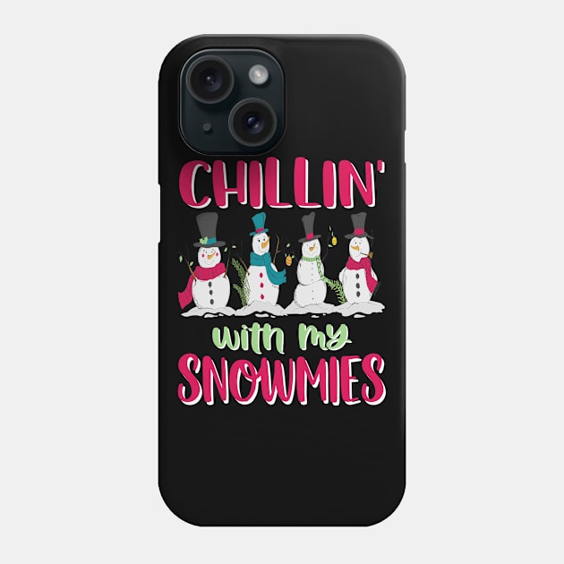 Funny Chilling With My Snowmies Christmas Holiday Design Phone Case by FilsonDesigns