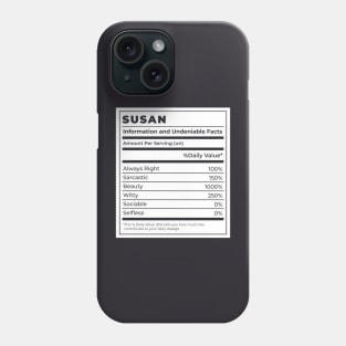 Funny Food Label Female Ingredients SUSAN Phone Case