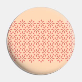 Floral Geometrical Pattern, Color Block Cream and Coral Pin