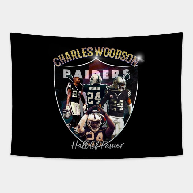 Charles Woodson Vintage t-Shirt Tapestry by Spotlight Football Talk