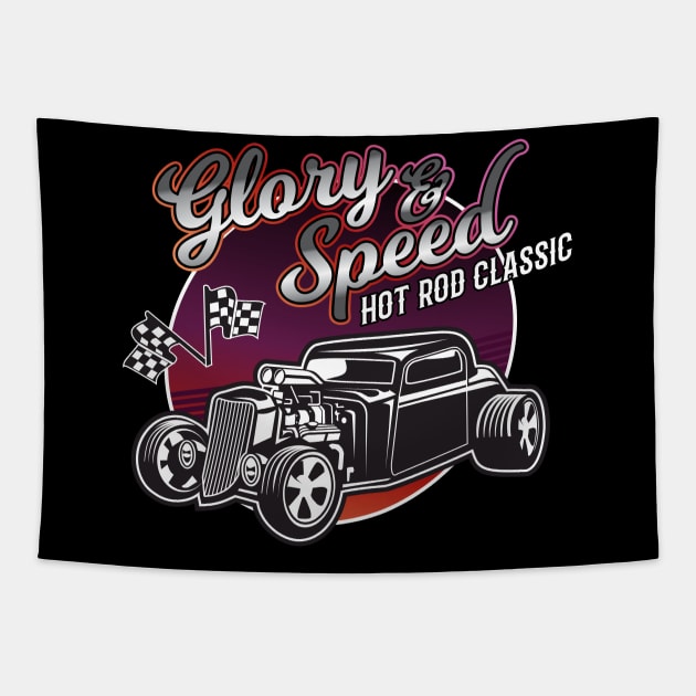 Glory and Speed - Hot Rod Coupe Tapestry by CC I Design