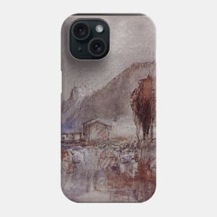 A Distant Castle with Poplar Trees beside a River Phone Case