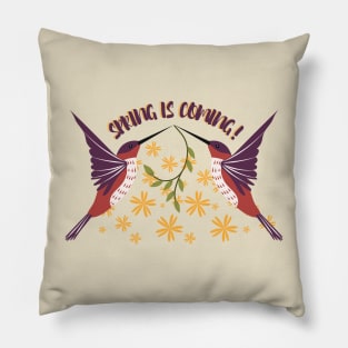 Spring is Coming, Flowers and birds design Pillow