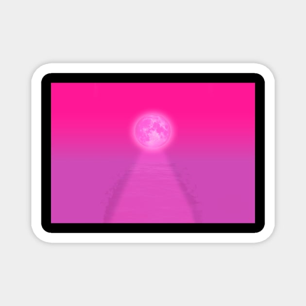 Pink moon Magnet by Darki