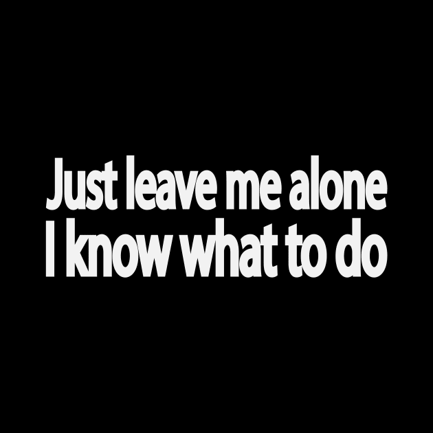 Just leave me alone I know what to do by It'sMyTime