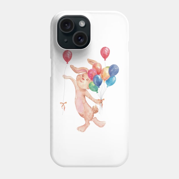 Sweet Cottagecore Bunny with Balloons Phone Case by Sheila’s Studio